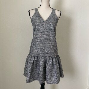 Hunter Bell Lilla Metallic Tweed Drop Waist Mini Dress Sleeveless Ruffle, Size 2